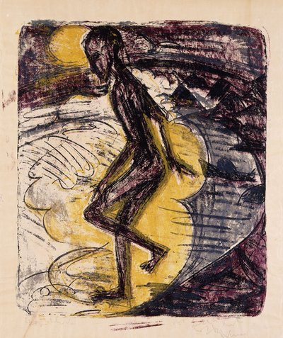 从海上升起的人； Ins Meer Seigender Mann，1913年 作者 恩斯特·路德维希·基希纳