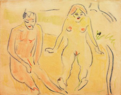 男人和女人（坐在草地上） 作者 恩斯特·路德维希·基希纳