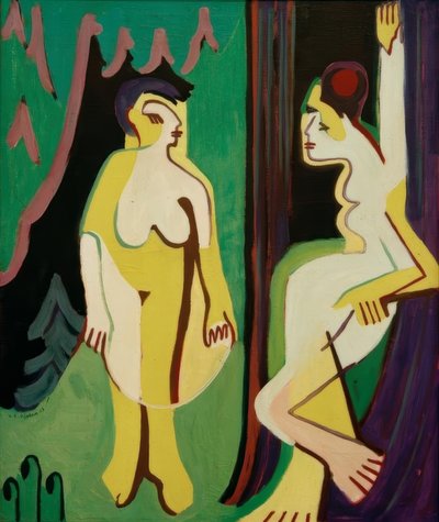 森林草地上的裸体女人 作者 Ernst Ludwig Kirchner