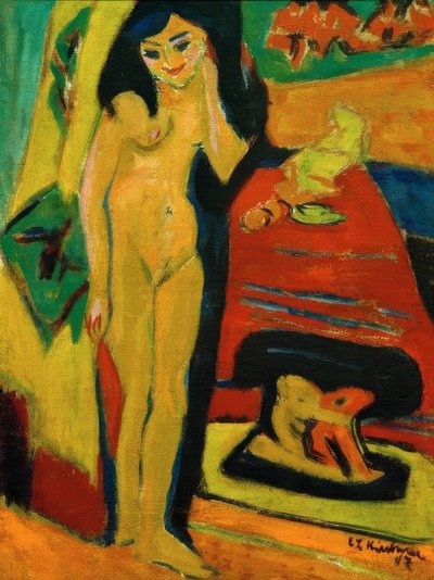 窗帘后面的裸体女孩（Fränzi） 作者 Ernst Ludwig Kirchner