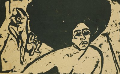 裸体舞者；裸体舞者，1909年 作者 恩斯特·路德维希·基希纳