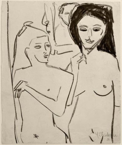 无题（两个裸体女孩） 作者 恩斯特·路德维希·基希纳