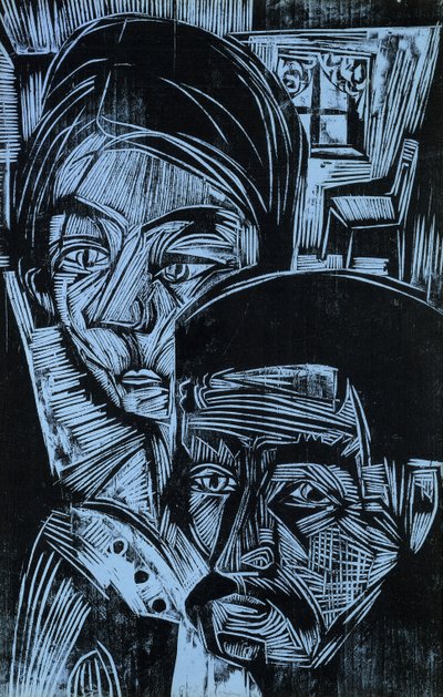 村舍里的农民夫妇，1919年 作者 恩斯特·路德维希·基希纳
