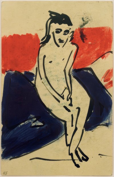 从30.6.1910寄给Erich Heckel的明信片（坐在赤裸的Marzella） 作者 Ernst Ludwig Kirchner