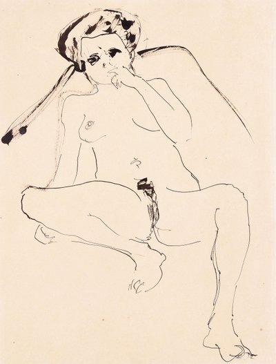 斜倚裸体说谎的行为，1919年 作者 Ernst Ludwig Kirchner