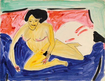 1909年坐在迪凡的裸体雕像 作者 Ernst Ludwig Kirchner