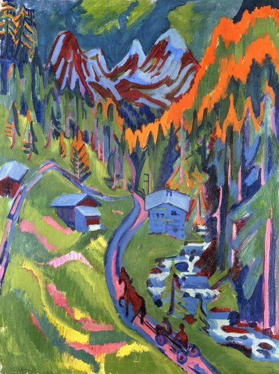 夏天的小路Sertigweg，1923年夏天 作者 Ernst Ludwig Kirchner