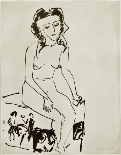 坐在女性裸体 作者 Ernst Ludwig Kirchner