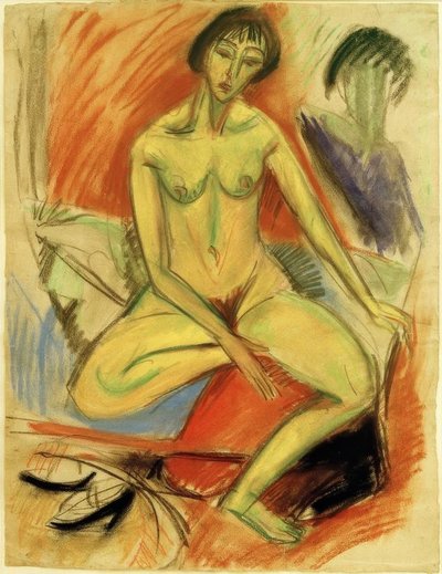 坐在女性裸体 作者 Ernst Ludwig Kirchner