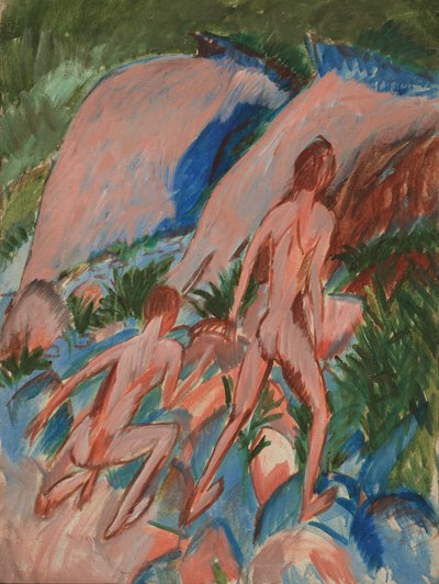 1913年景观中的两个裸体人物 作者 Ernst Ludwig Kirchner