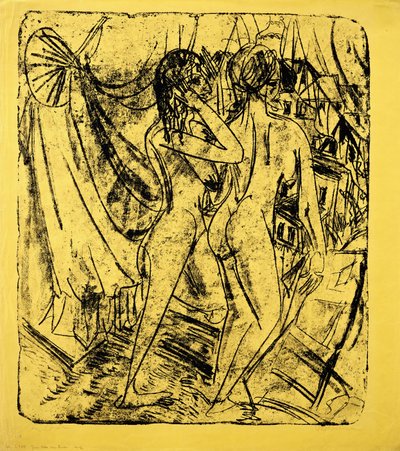 窗外的两个裸体，1915年 作者 恩斯特·路德维希·基希纳