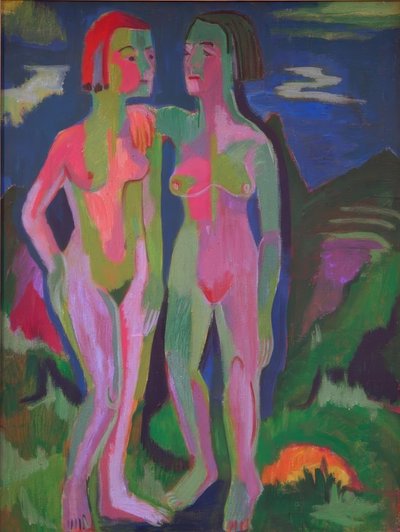 在乡下的两个女性裸体 作者 Ernst Ludwig Kirchner