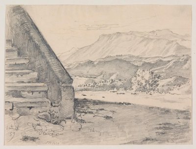 前景左侧为楼梯，右侧为山景 作者 恩斯特·迈耶