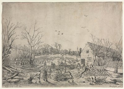 1624 年 1 月 10 日的大洪水（或 1624 年维亚宁修复莱克河上的破损堤坝） 作者 以赛亚斯·范德韦尔德