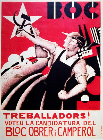 工人和农民博客（BLOC）的选举海报c.1935 作者 Estenka Estenka
