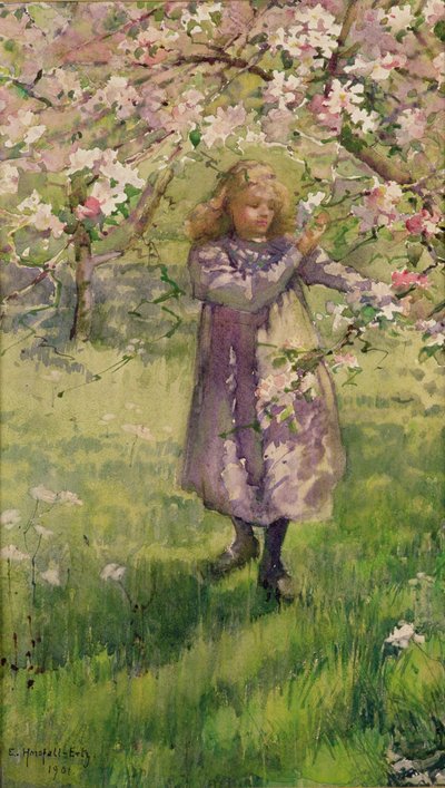 摘苹果花，1901年 作者 埃塞尔·霍斯弗尔·埃兹