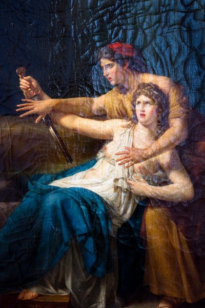 Oenone 阻止 Phaedra 自杀 作者 艾蒂安·巴泰勒米·卡尼尔