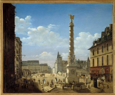Etienne Bouhot (1780-1862) 1810 年的夏特莱绘画的地方和喷泉。 0.81x0.99 米巴黎，卡纳瓦莱博物馆 作者 艾蒂安·布霍特（Etienne Bouhot）