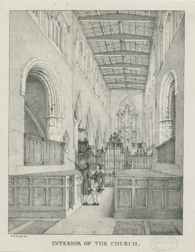 塔姆沃思教堂内部：版画，版画[1796-1865] 作者 艾蒂安·布鲁诺·哈默尔