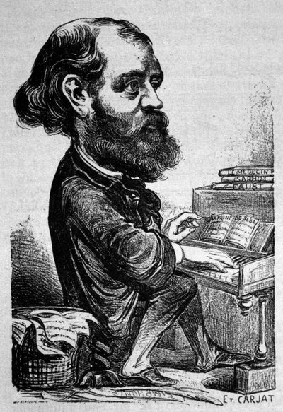 查尔斯-古诺（1818 - 1893），法国作曲家，艾蒂安-卡尔亚特的漫画。 作者 艾蒂安·卡加特