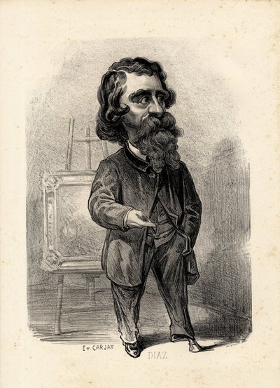 飞叶--艾蒂安-卡雅特（1826-1906）的插图。艺术 - 画家艺术家，迪亚斯-纳西斯-迪亚斯-德拉佩纳(1807-1876) 作者 艾蒂安·卡加特