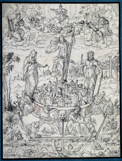 宗教的寓言。 Etienne Delaune (1518-1583/95) 绘画，16 世纪巴黎，卢浮宫博物馆 作者 艾蒂安·德劳恩（Etienne Delaune）