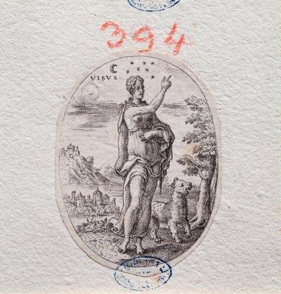 视觉的寓言，一个女人展示的天空（版画 作者 艾蒂安·德劳恩（Etienne Delaune）