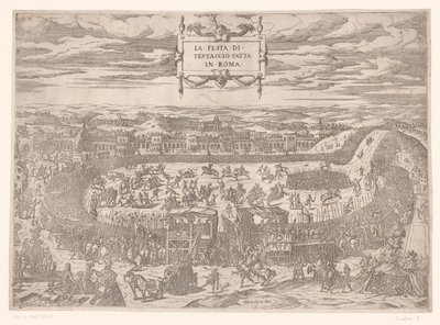 1534 年教皇在罗马 Testaccio 举行的盛宴
在罗马举行的特斯塔西奥教皇节（物品上的标题） 作者 保罗三世