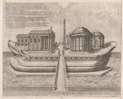 Speculum Romanae Magnificentiae：台伯河岛上的庙宇，1582年，1582年。 作者 艾蒂安·杜佩拉克