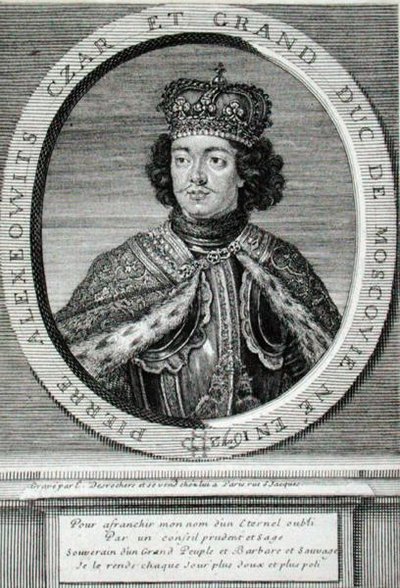 彼得一世（1672-1725）（雕版画） 作者 艾蒂安（Etienne Jehandier）Desrochers