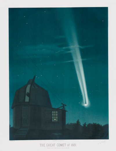 1881年的大彗星，在6月25-26日的夜晚，在凌晨1点30分观测到，出版。1881. 作者 ÉtienneLéopoldTrouvelot