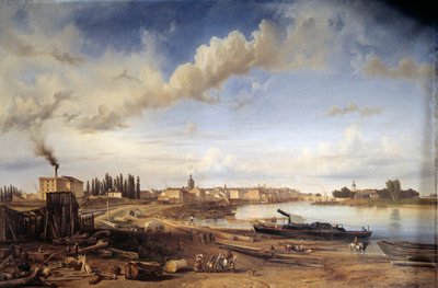 萨翁河畔沙隆镇（Chalons-sur-Saone）。艾蒂安-拉福特（1802-1895 年）的画作 作者 艾蒂安·拉福特
