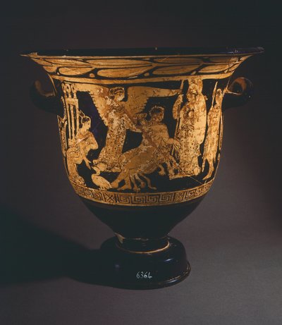 尼皮画师的Krater（大花瓶）。来自Corchiano（拉齐奥）的红纹陶器。伊特鲁里亚文明，公元前4世纪。 作者 Etruscan
