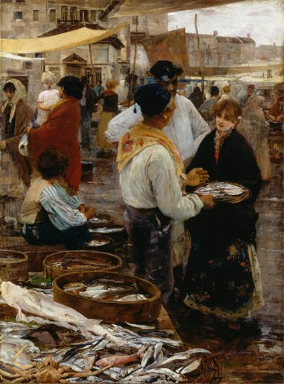 威尼斯的鱼市 作者 埃托尔·铁托（Ettore Tito）