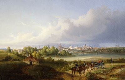 慕尼黑和伊萨尔河景观，1838年 作者 尤金·亚当