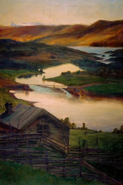 弗兰·福斯海姆（Fran Fossheim），瓦尔德雷斯（Valdres），素描 作者 瑞典尤金亲王