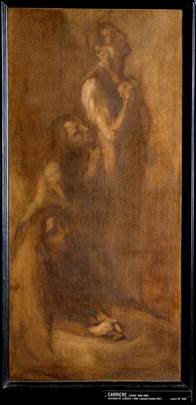 在祈祷中纪念 Lourdes Pelerins。 Eugene Carriere (1849-1906) 1896 年作画。 0,73x0,35 m 巴黎，奥赛博物馆 作者 欧仁·卡里尔（EugèneCarrière）