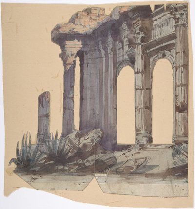 巴黎歌剧院的舞台布景设计：柱式外观, 1828-90. 作者 尤金·西塞里