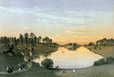 布洛涅森林的湖，c.1860（雕刻） 作者 尤金·西塞里