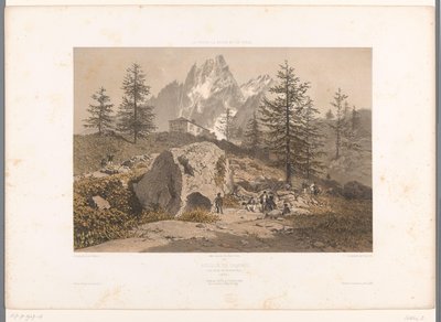 远足者与大夏尔莫兹山谷景观
大夏尔莫兹山口（作品名称）
瑞士、萨瓦和蒂罗尔风景（系列标题）
瑞士、萨沃伊和蒂罗尔（文物上的系列名称） 作者 尤金·西塞里