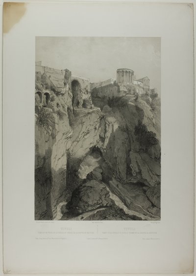蒂沃利灶神神庙和西庇阿神庙，以及海神洞窟遗址，图版十九，选自《意大利纪念碑与壁画》（Italie Monumentale et Pittoresque）。 作者 尤金·西塞里