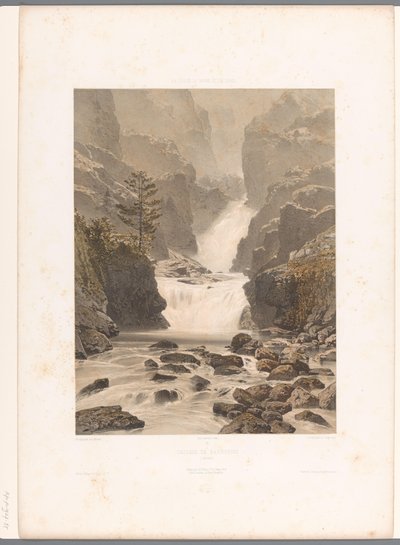 瓦洛西讷附近的巴伯林瀑布景观 Cascade de Barberine（物体上的标题） 瑞士、萨瓦和蒂罗尔的景点（系列标题） La Suisse, la Savoie et le Tyrol（对象上的系列标题） 作者 尤金·西塞里
