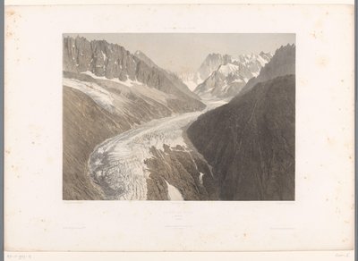 霞慕尼的冰川 Mer-de-Glace 景观
霞慕尼的冰川（作品名称）
瑞士和萨瓦风景（系列标题）
瑞士和萨瓦（文物上的系列名称） 作者 尤金·西塞里