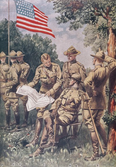 美国人在法国的到来：如何识别不同的级别，“Le Petit Journal”，1917-18 作者 尤金·丹布拉斯