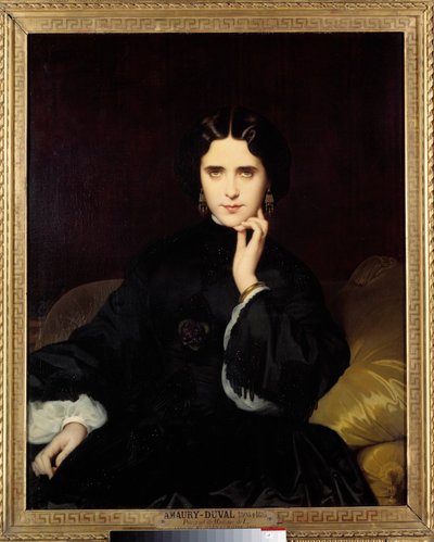 德洛因斯夫人的肖像 (1837-1908) 她举办了一次重要的文学和政治沙龙。 Eugene Amaury-Duval (1808-1885) 1862 年作画。 0,82x1 米。 巴黎，奥赛博物馆 作者 尤金·伊曼纽尔·阿莫里·杜瓦尔