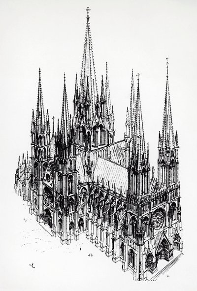 理想大教堂的等高线图，由Eugene Emmanuel Viollet-le-Duc（1814-1879）绘制，出自《11-16世纪法国建筑词典》。 作者 Eugene Emmanuel Viollet le Duc