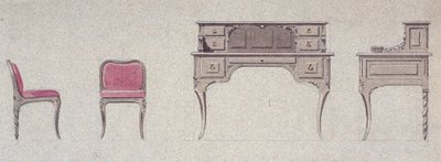黄金屋的低背椅和写字台 作者 Eugene Emmanuel Viollet le Duc