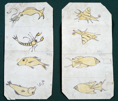 尤金-埃马纽埃尔-维奥莱特-勒杜克（1814-1879）的浴室瓷砖图案，水彩画。 作者 Eugene Emmanuel Viollet le Duc
