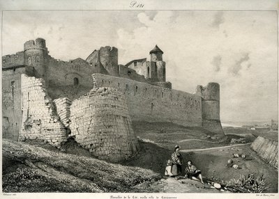 卡尔卡松，城墙，严重受损 作者 Eugene Emmanuel Viollet le Duc