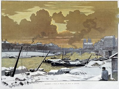 1886 年 1 月的一个晚上，巴黎的 Le pont de Sully，被雪覆盖——格拉塞特 作者 尤金·格拉塞